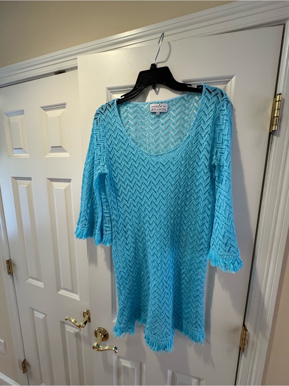 Mud Pie Aqua Crochet Beach Cover up